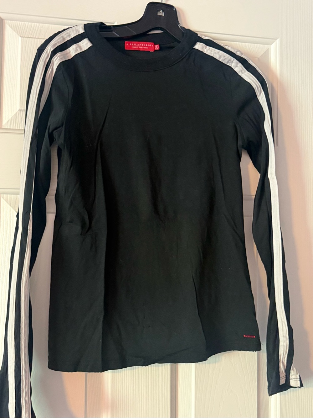 n:PHILANTHROPY Black Top with Red Brand Tag